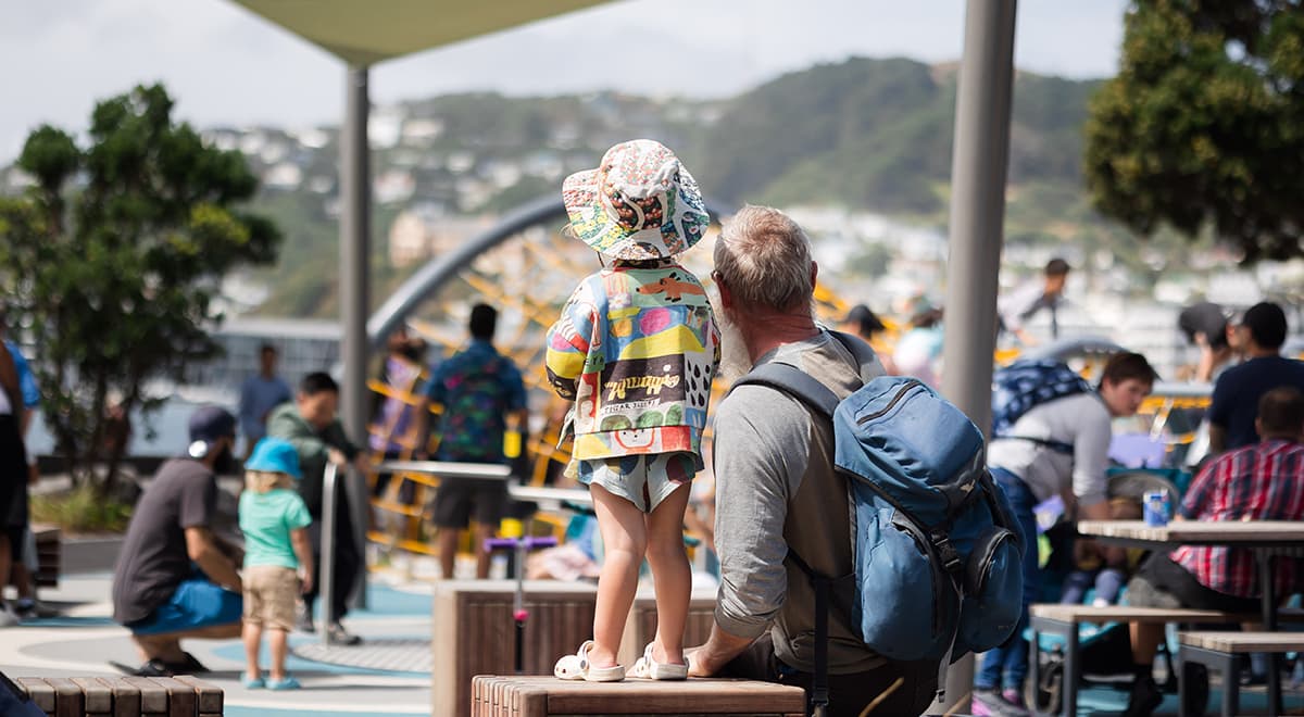 Girl with dad at playground