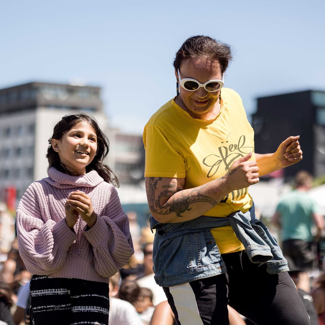 People in Te Ngakau Square