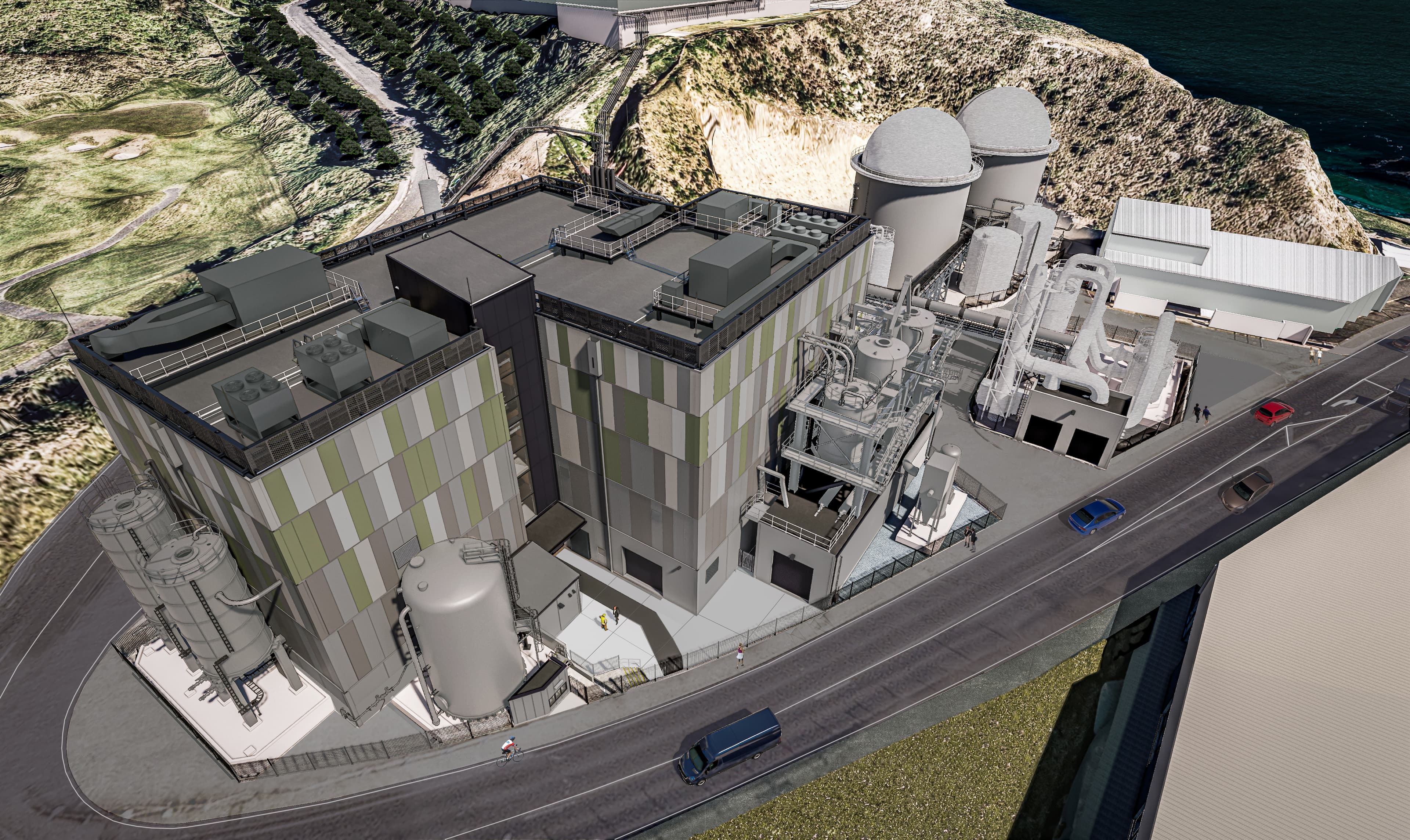 Aerial view of the Moa Point sludge minimimsation facility